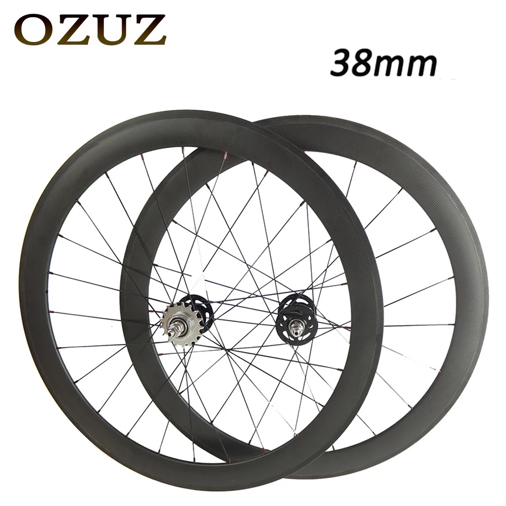 

Factory price 38mm deep track wheels clincher cycling carbon wheels 17t cogs single speed 700c bike wheel mac aero 474 cnspoke