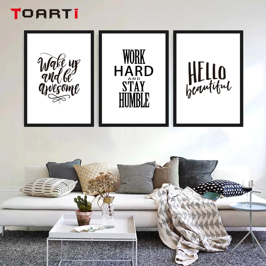 Black White Motivational Quotes Poster And Print Nordic Style English Letter Canvas Painting Wall Pictures Modern Home Decor Painting Calligraphy Aliexpress