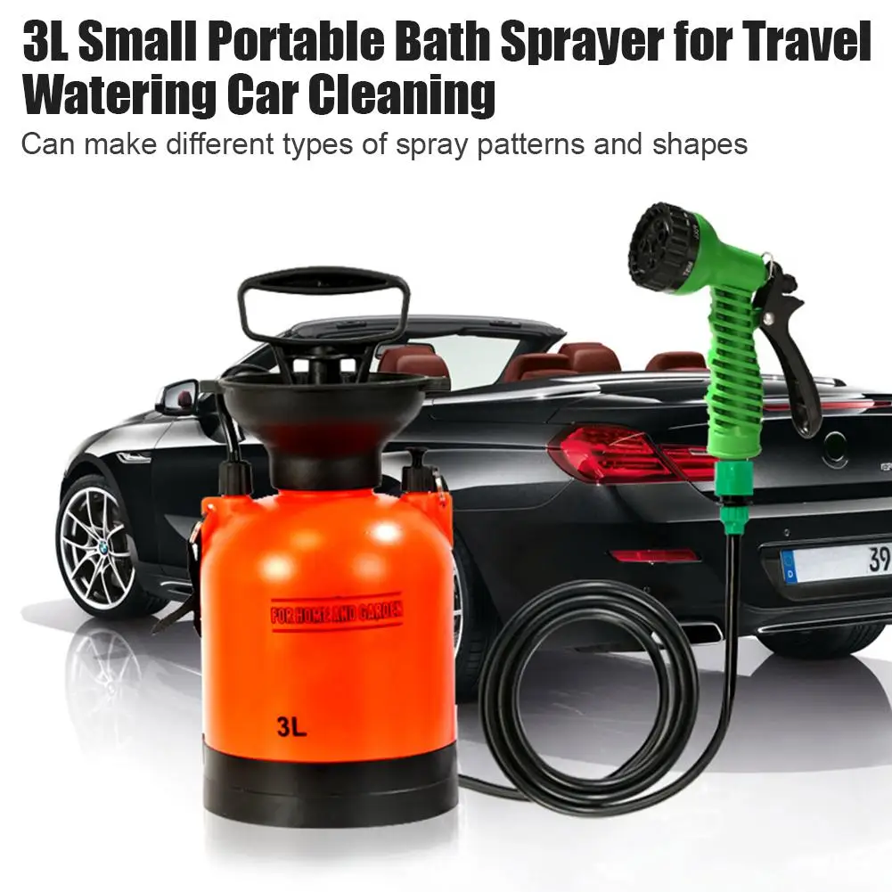 Chuveiro de Acampamento ao ar Portátil para Viagem Limpeza do Carro Livre Sprinklers Pequeno Pulverizador Banho Rega 3l