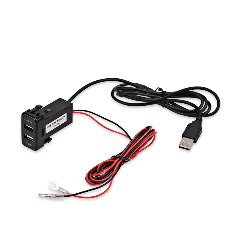 Автомобильное зарядное устройство с USB интерфейсом 5 В 2 1 А и аудиовходом для TOYOTA