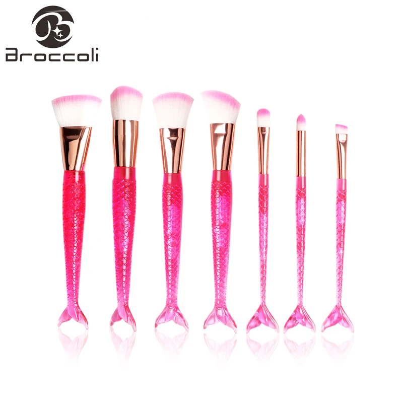 

7pcs/set Mermaid Makeup Brushes Set Foundation Blending Powder Eyeshadow Contour Concealer Blush Cosmetic Beauty Make Up Tool