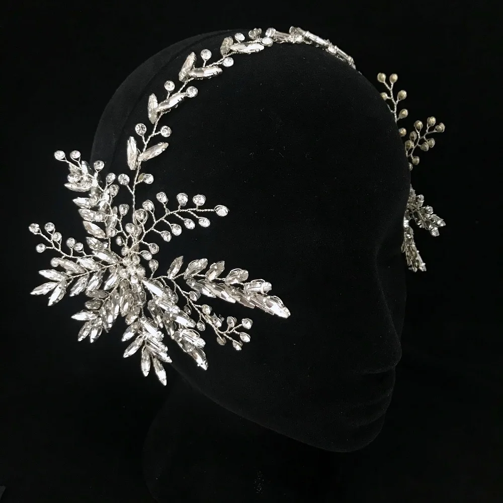 

News Rhinestone Crystal Tiara Silver Tiara Fashion Headpieces Royal Bridal Wedding Dressing Crown Accessory Women Jewelry