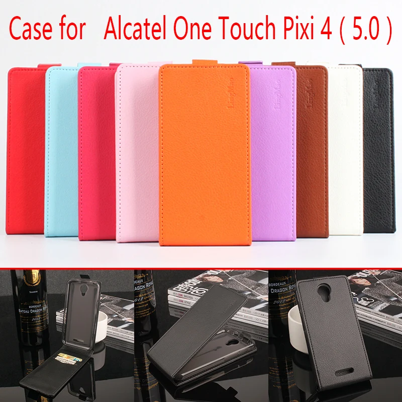 

For Alcatel One Touch Pixi 4 5.0 Phone Case Pure Color [Up-down Open] Vertical Flip Premium PU Leather Wallet Case Cover