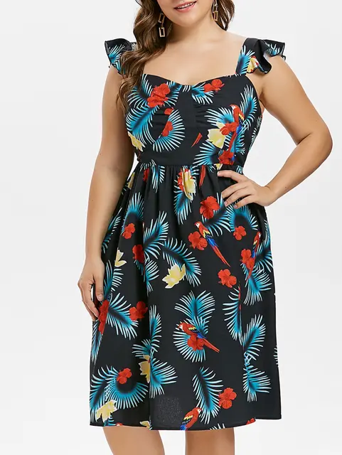 plus size palm print dress