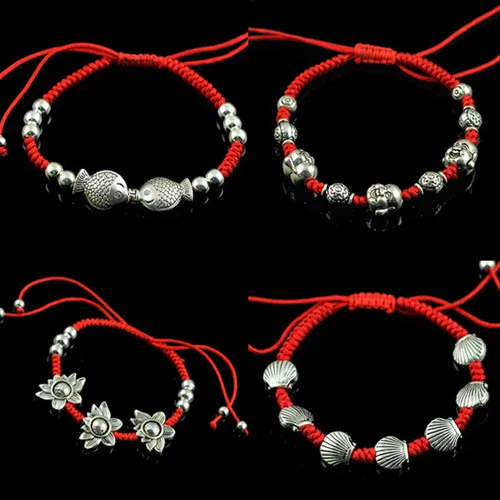 

Ancient silver bracelets for women red string bracelets bangles braided bracelet adjustable multistyle vintage bijoux women 0549