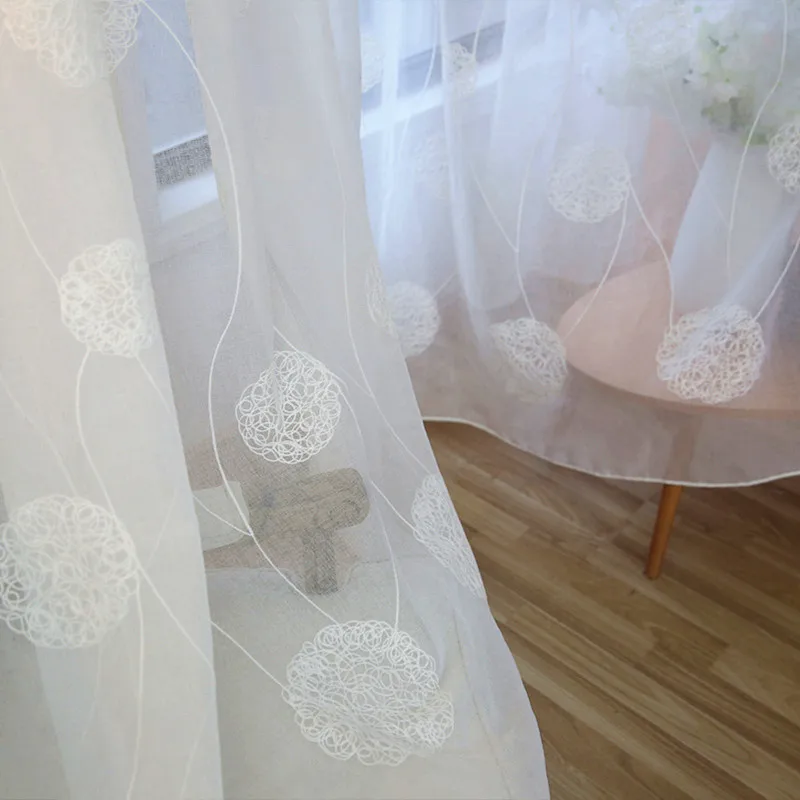 

Embroidery Bird's Nest Sheer Curtain Tulle Organza Panel Window Screening Blind Custom Made