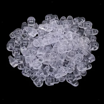 

100PCS Plastic Glass Retainer Transparent Mirror Cabinet Fix Clips HUG-Deals