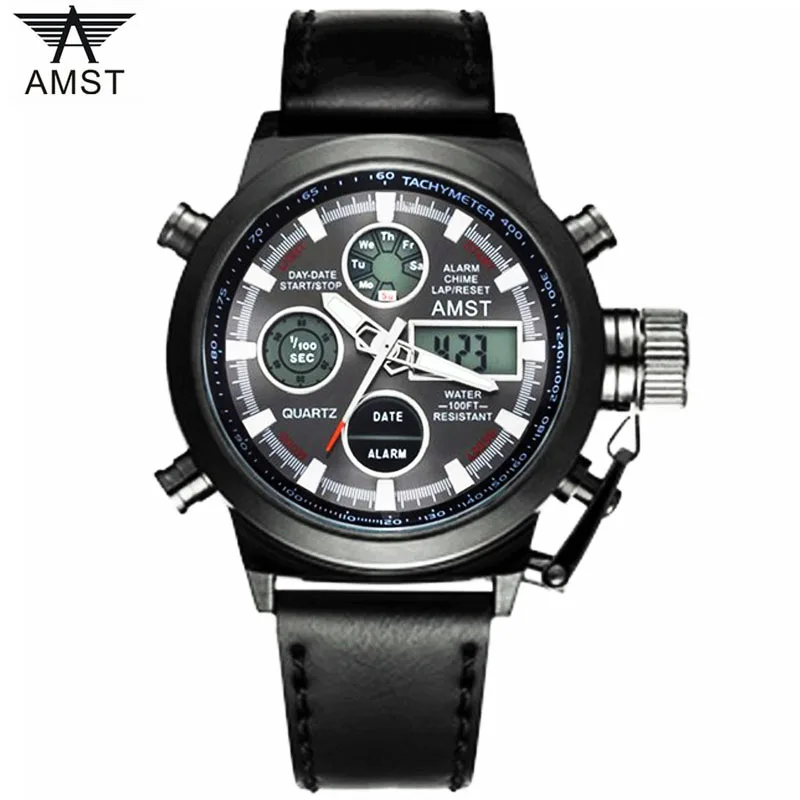 

New Brand Men Sports Watches Dual Display Analog Digital LED Electronic Quartz Wristwatches Waterproof Swimming Military Watch