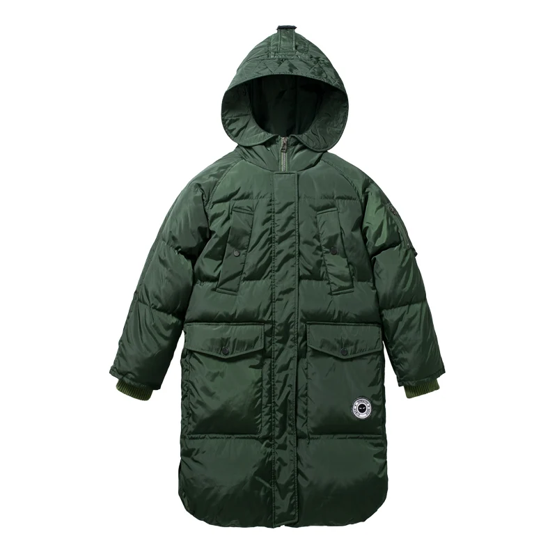 Goede Toyouth Donsjack Winter Lange Hooded Omlaag Parka 80% Witte Eendendons Parka Vrouwelijke Dikker Warme Solid Green Bovenkleding Jas