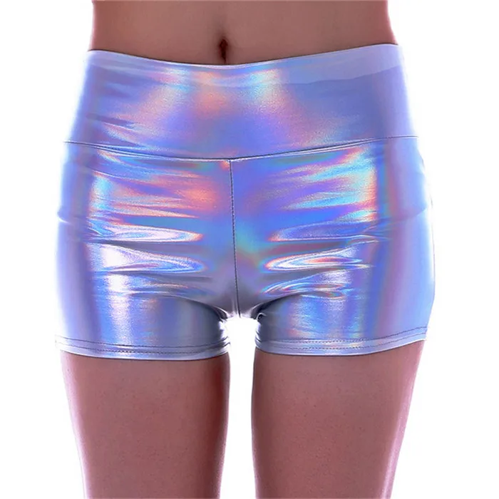 Новинка, сексуальные модные голографические шорты для женщин, тонкие обтягивающие летние короткие штаны, цвета металлик, облегающие шорты для бега - Цвет: Laser