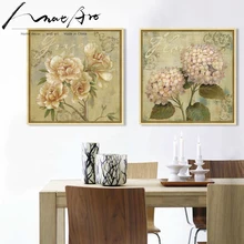 Pintura impresa en lienzo de hortensia Vintage para decoración del hogar, sala de estar, dormitorio, oficina, sala de estar, pintura en lienzo