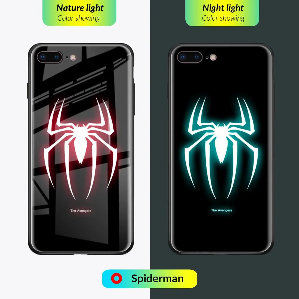 

Luxury Luminous Marvel Glass Phone Case for iPhone X 10 6 s Plus iPhone XS Max XR 6splus Cases Cover for iPhone 7 8 Plus Coque