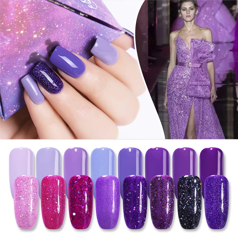 

UR SUGAR 7.5ml Soak Off UV Purple Series Glitter Gel Polish Holographic Varnish Gel Nail Art Lacquer Manicure Nail Decorations