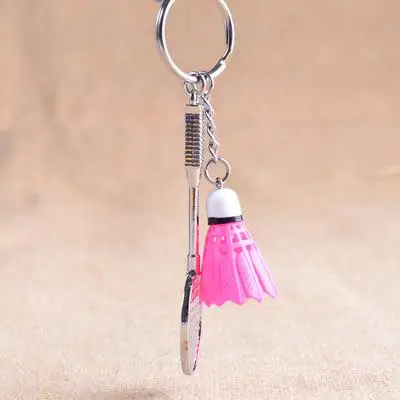 5pcs Charm Sports Keyring Pendant Badminton Racket Key Chain Portable 3d Keychain Holder Ring Car Bag Keyring Pendant Jewelry - Цвет: pur