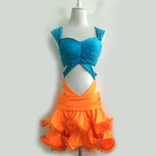 Стиль, костюм для латиноамериканских танцев, сексуальный эластичный, Латиноамериканский танцевальный костюм для детей, Женский конкурс латиноамериканских танцев, платья F71 S-4XL