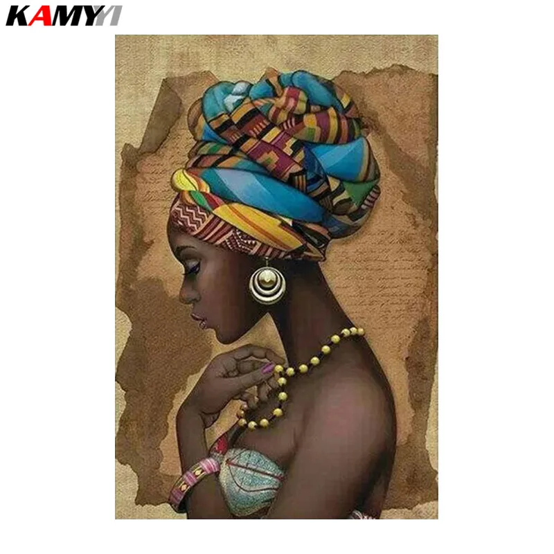 

African Girl 5D diy diamond embroidery full mosaic square handmade diamond painting cross stitch home decor DD