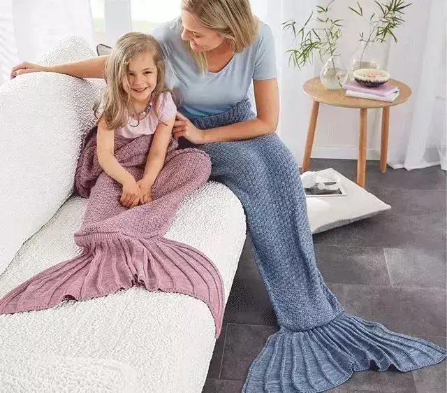 

Funny Christmas Gifts Mermaid Tail Blankets Fish Scale Hollowed Knitted Funny Sleeping Bags Beach Blanket Kids Adult Throw Bed