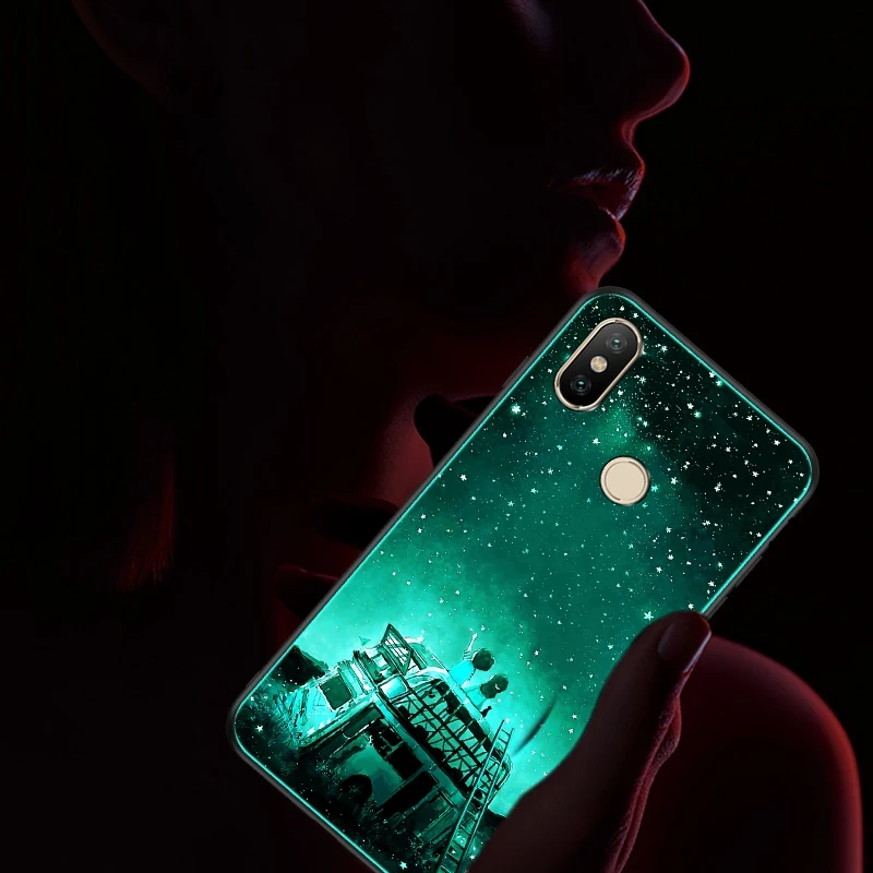 Tempered Glass Case for Xiaomi Redmi 5 plus Mi 5X 6X A1 A2 Cover Luminous Shockproof Case for Xiaomi MI 8 SE Mi 8 Lite Note 3