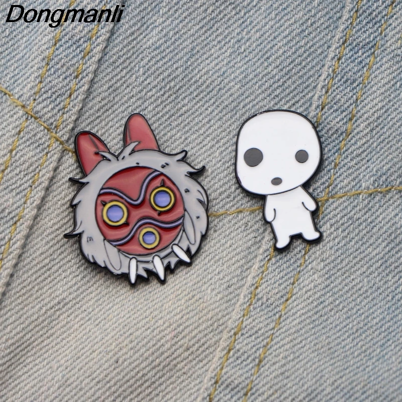

20pcs/lot DMLSKY Princess Mononoke Funny Brooch and Pins Metal Badge Icon on The Backpack Pin Brooches for Clothing M2660