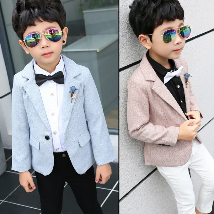 

New Arrival 2018 Pink Blazer+Pant+White Shirt Boys Suits Children Formal Suits 3pcs Boy's Sets for Weddings Boys Clothes S8N107A