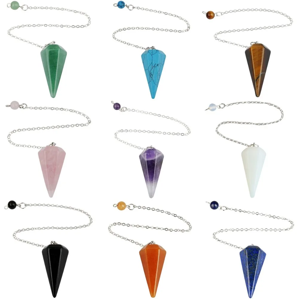 

TUMBEELLUWA Crystal Stone Hexagonal Points Reiki Chakra Pendulum Dowsing Divination Metaphysical