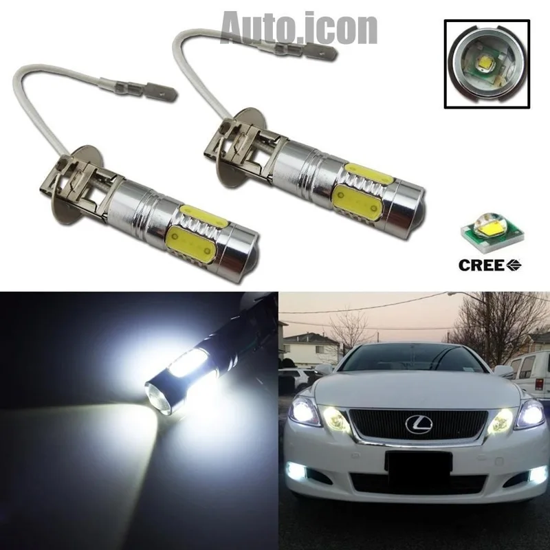 2 шт./лот Высокая мощность белый 11 Вт H3 CREE COB светодиодные лампы проектора