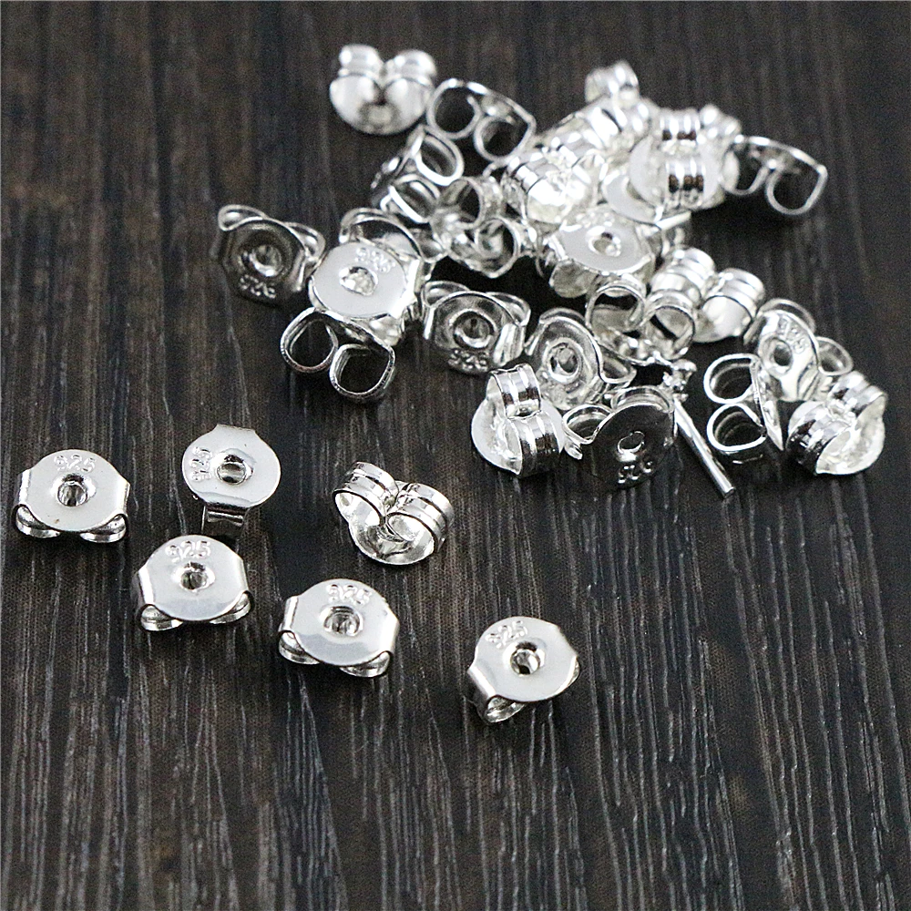 100pcs High Quality 925 Silver Plated Rose Gold Color Copper Earring Back Plug Earring Settings Base Ear Studs Back Whole Sale 12mm 10pcs earring hooks round silver color plated cabochon cameo tray settings earring blank base supplies for jewelry