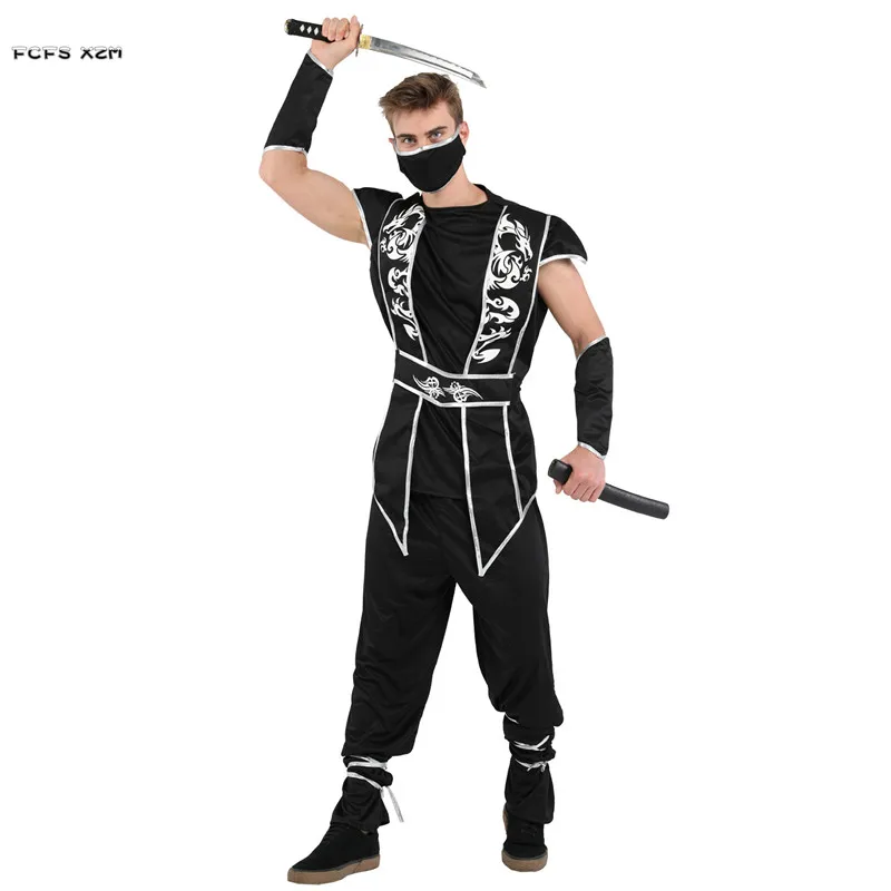 

Black Men Japanese Ninja Anime Cosplay Adult Halloween Warrior Costumes Carnival Purim Parade Masquerade Nightclub Party Dress
