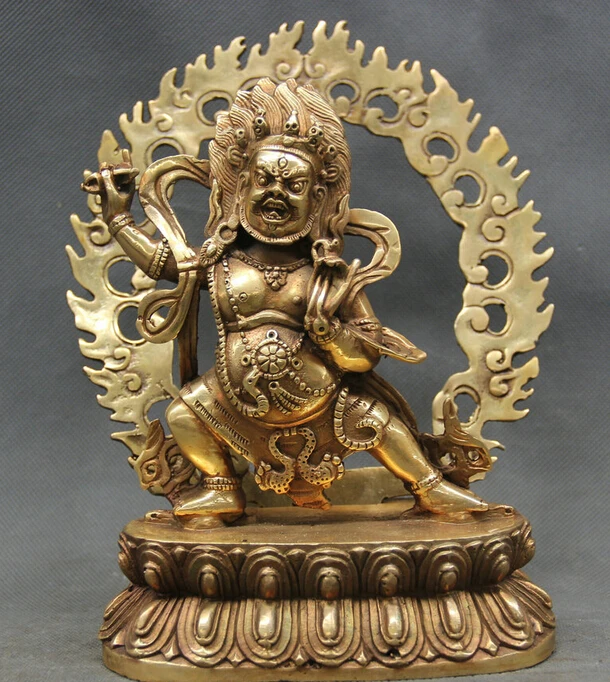 

8" Tibet Buddhism Brass Vajrapani Chana Dorje wrathful Tutelary Deity Statue R0710 Discount 35%