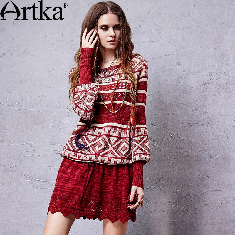 Artka 2015 женская ретро новая коллекция осенней одежды круглым воротником с