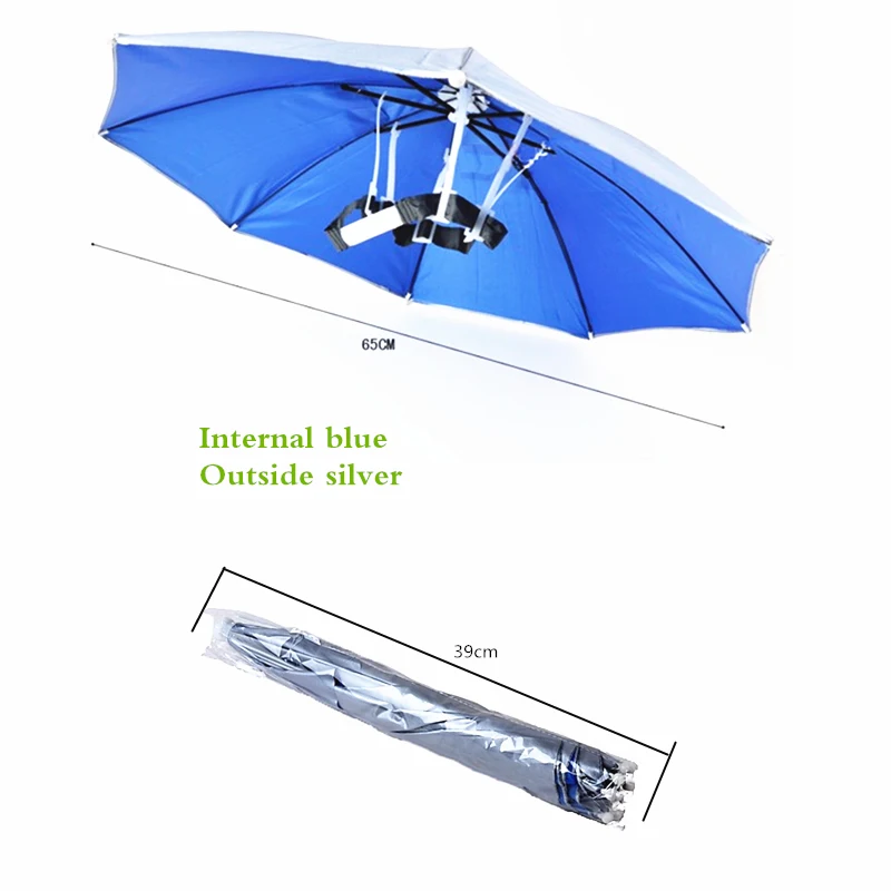 Портативный рыболовный Зонт Кепки s в сложенном виде 39 см Диаметр 65 см непроницаемый для солнечных непромокаемые рыбалка шляпу одежда для Спорт на открытом воздухе, рыбалка Кепки одежда