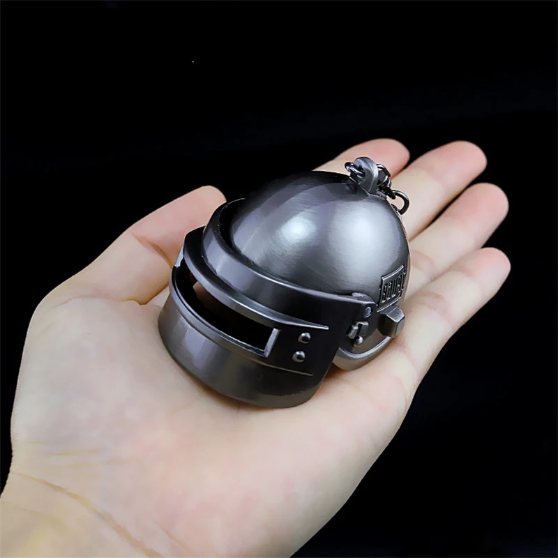 

Takerlama Game Playerunknown Battlegrounds 3D Keychain PUBG Level 3 Helmet Alloy Keyring Jewelry Pendant Fans Gift Cosplay Props