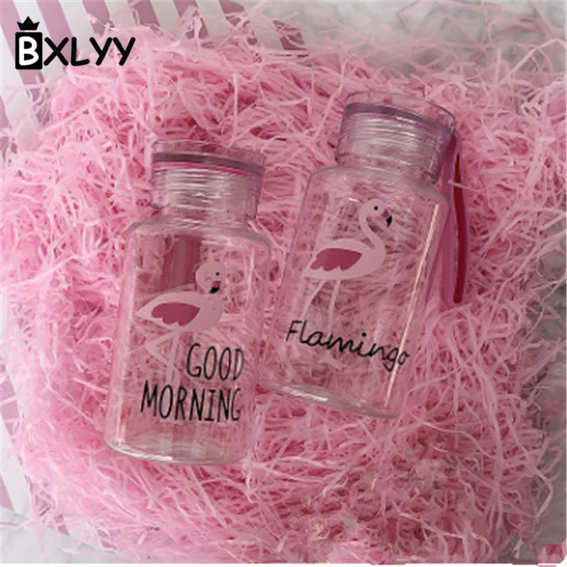 

BXLYY hot 1pc Creative Flamingo Plastic Water Bottle DIY Wedding Decoration Bottle for Water Kitchen Accessories Camping.8z