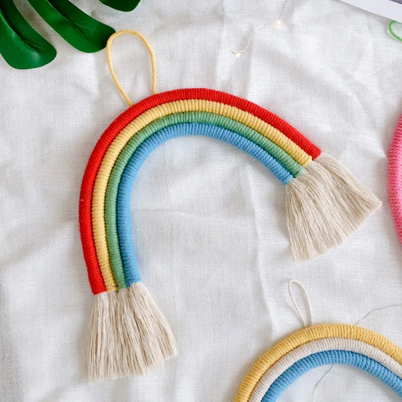 

Hand-knitted Rainbow Hanging Decoration Nursery Kids Room Rainbow Wall Decoration Nordic Handmade Home Braided Ornaments