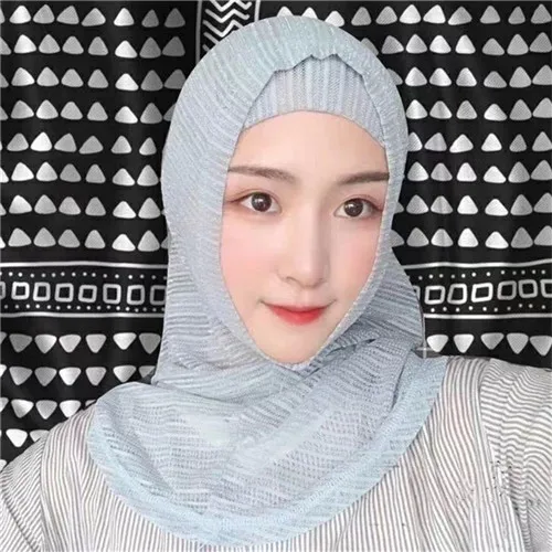 2 Pieces Amira Hijab Womens Muslim Hijab Islamic Scarf Shining Scarf Breathable Summer#YS659 - Цвет: Gray