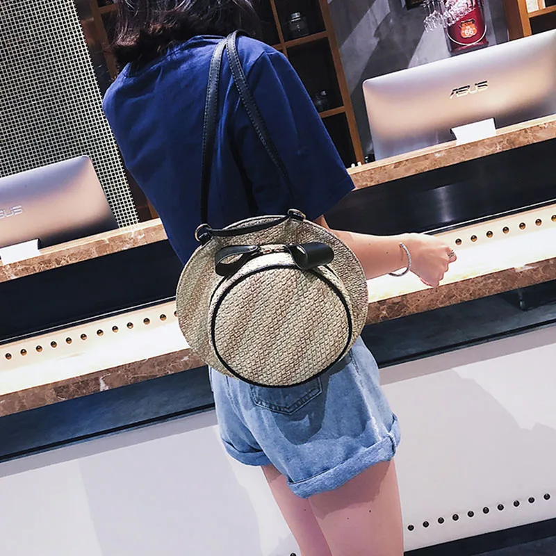 New Fashion Women Summer Straw Backpack INS Popular Female Hat Back Pack Lady Travel Casual Mochila Stripe Knit Crossbody BP3008 (18)