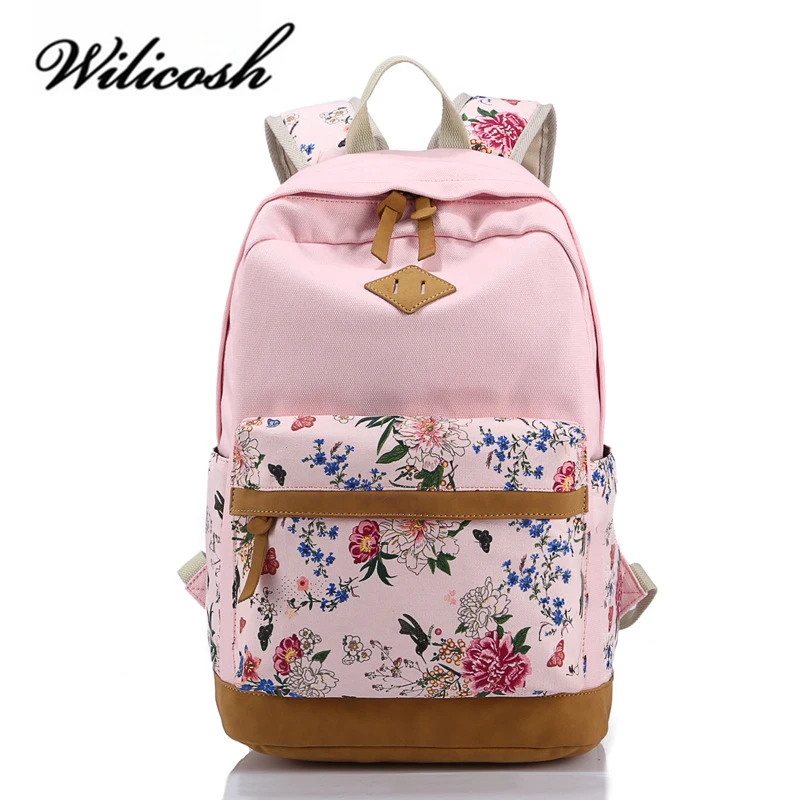 Wilicosh Floral Printing Women School Bag Backpack For Teenage Girls