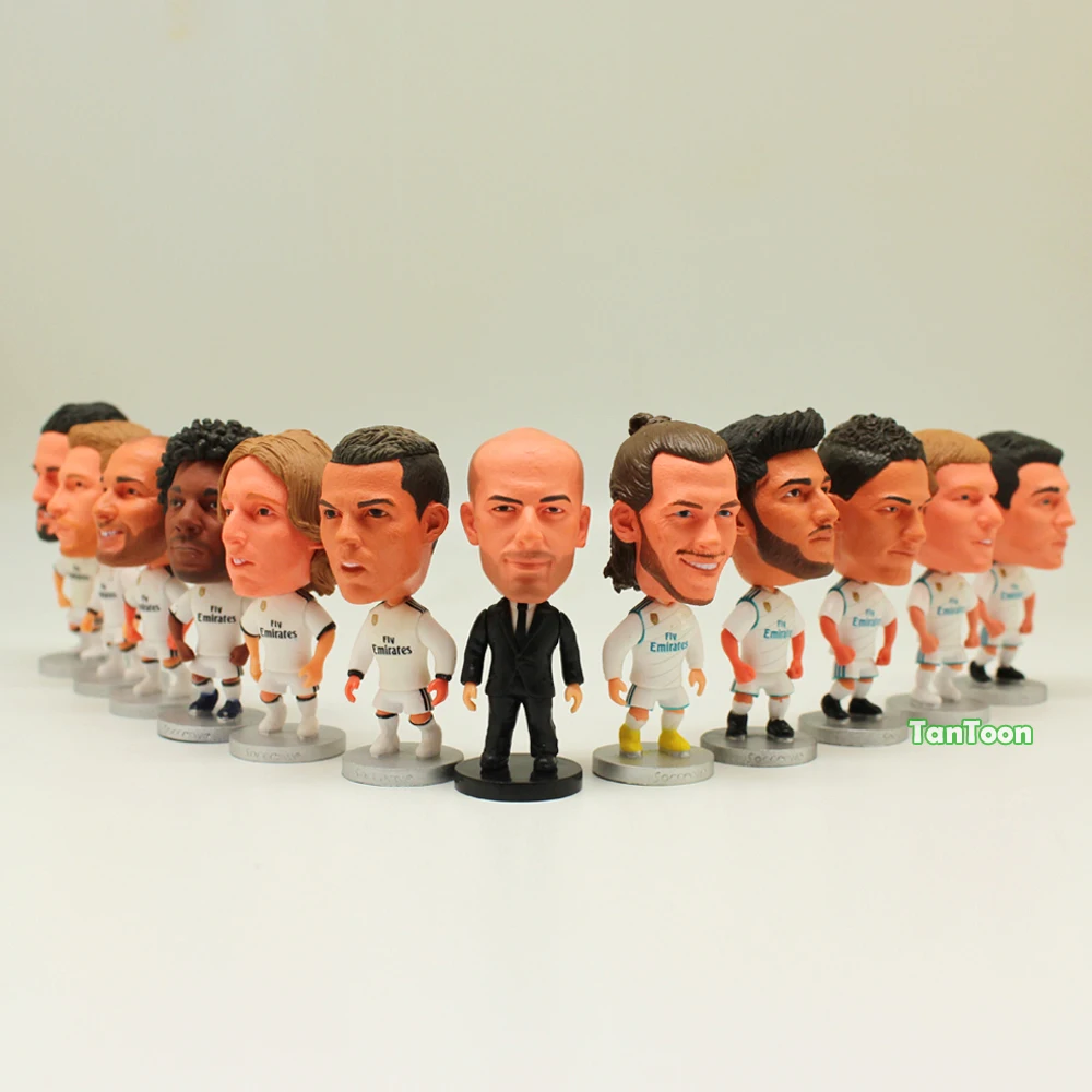 

12pcs/lot Soccer Star 6.5cm Height Resin Dolls Zidane C.Ronaldo Bale Ramos Isco Kroos Benzema etc 2018 Season Action figure Toys