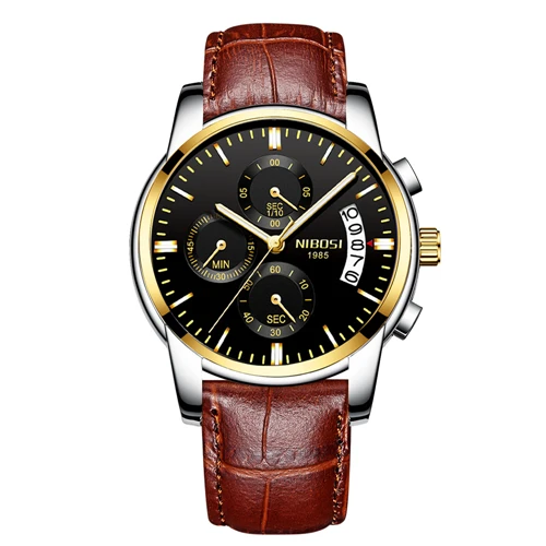 Часы мужские Мужские часы, модные мужские часы NIBOSI, Топ бренд, роскошные спортивные военные кварцевые часы, мужские деловые часы с большим циферблатом - Цвет: 2