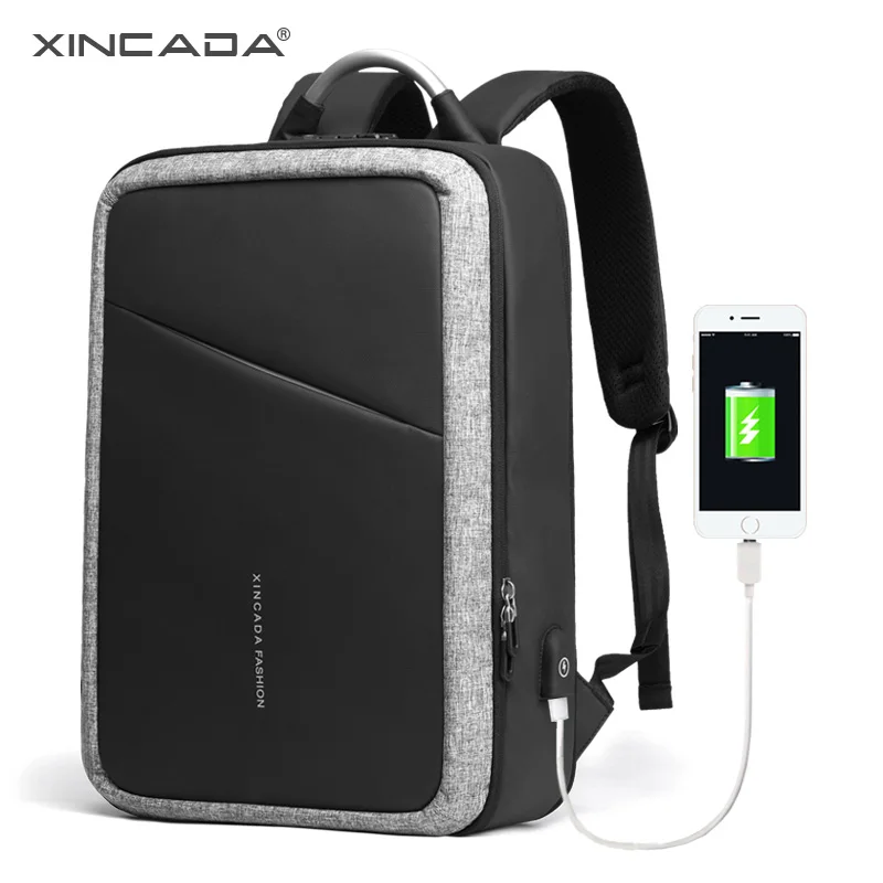 

XINCADA New Anti-thief USB Recharging Men Backpack NO Key TSA Lock Design Men Business Fashion Message Backpack Travel