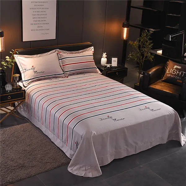 Light Blue White Print Bedding Sheet Home Textile Printing Flat Sheets