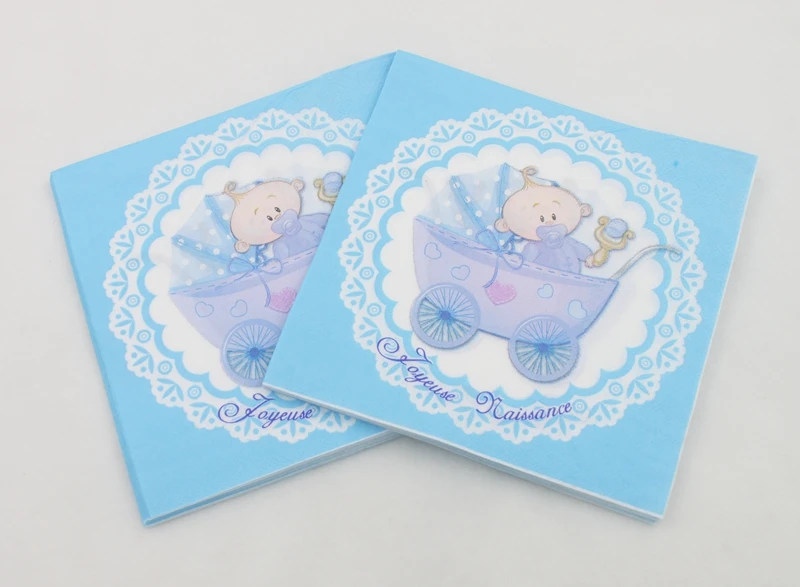 [Rainloong] Baby Shower Бумага салфетка для мальчика и девочки, Пол раскрыть детскую коляску салфетка салфетки 33*33 см 20 шт./упак./лот