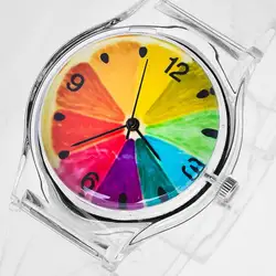 Подросток кварцевые часы нескольких цветов люминесцентные личности с фруктовым принтом силиконовые атмосферного моды для мальчиков и