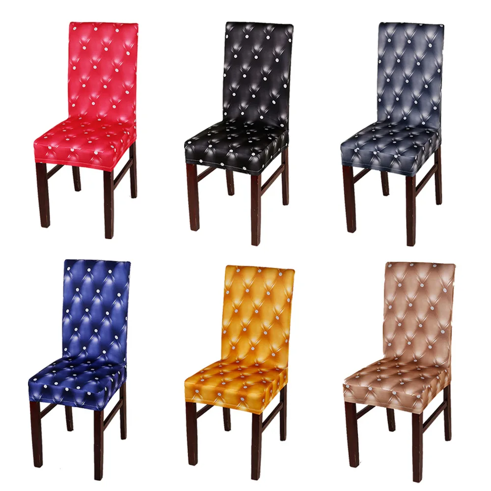 

Hot 6pcs/lot Black/Grey/Red/Coffee 7 colors Imitation False PU Elastic Stretch Spandex Chair Seat Cover For Home Dining Room