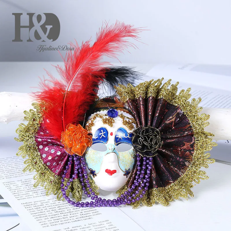 

H&D Miniature Carnival Party Mask Decorations Collectible Figurines Jester Mask Masquerade Ornament (Purple)