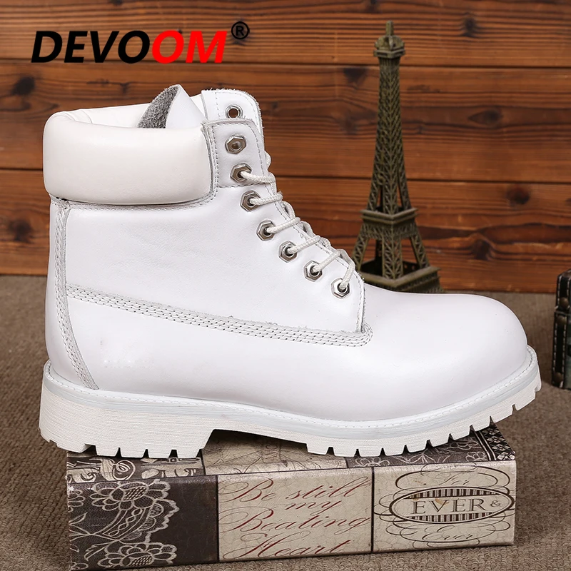 Botas de nieve para hombre, calzado de piel auténtica, color blanco,  Unisex, invierno, 2018|Botas de seguridad y de trabajo| - AliExpress