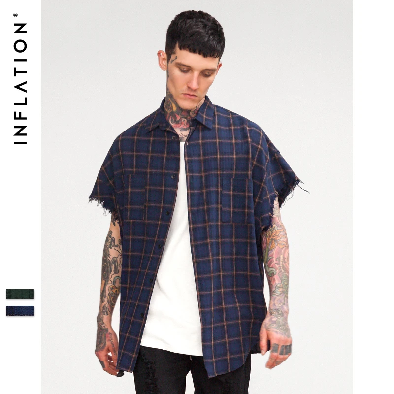 Short Sleeve Plaid Casual Shirts Brand 