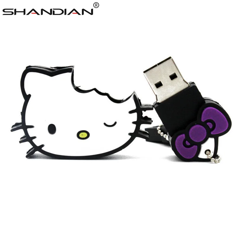 SHANDIAN,, милый USB флеш-накопитель hello kitty, 4 ГБ, 8 ГБ, 16 ГБ, 32 ГБ, 64 ГБ, флеш-карта, usb-флешка Kitty Cat, usb-флешка с рисунком котенка, u-диск