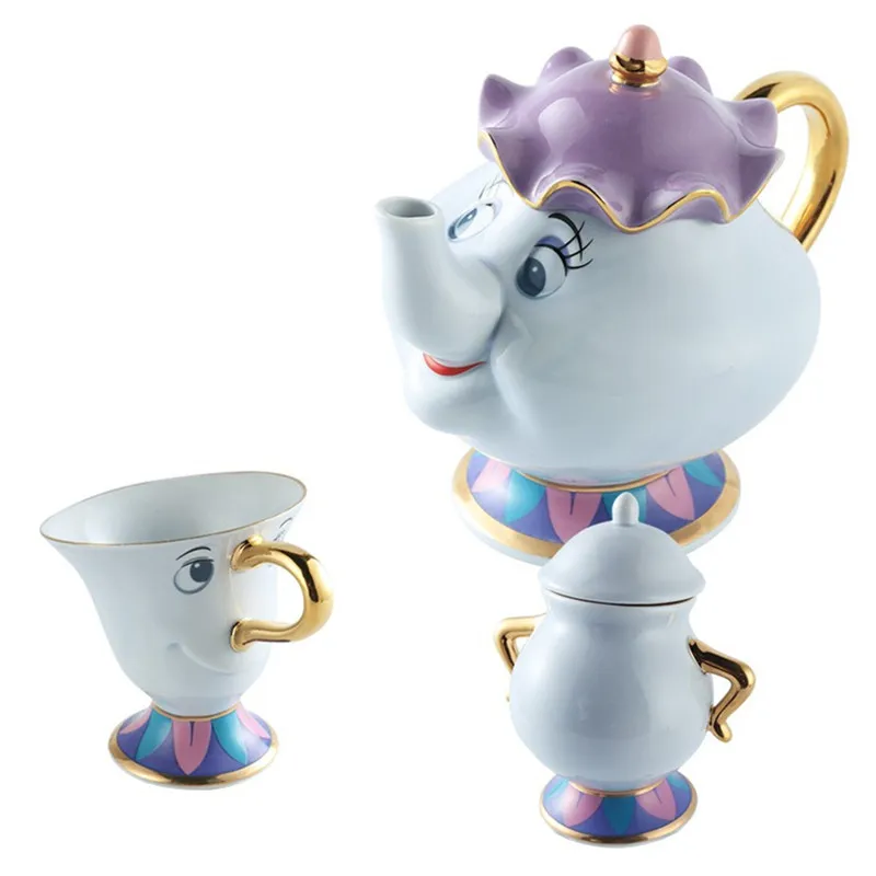 Beauty And The Beast чайник кружка Mrs Potts Chip чайный горшок чашка набор сахарница подарок 18K