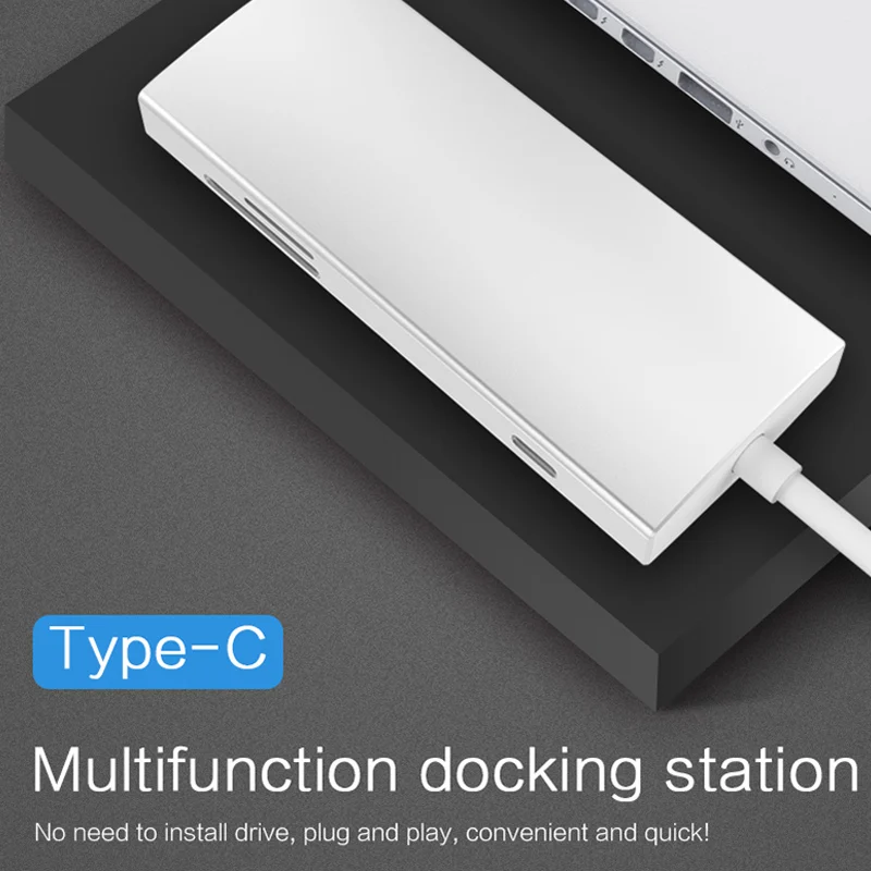 

7IN1 Type-C Hub USB 3.0 TF/SD Card Reader HDMI RJ45 Port for Macbook Windows Laptop HDTV XXM8